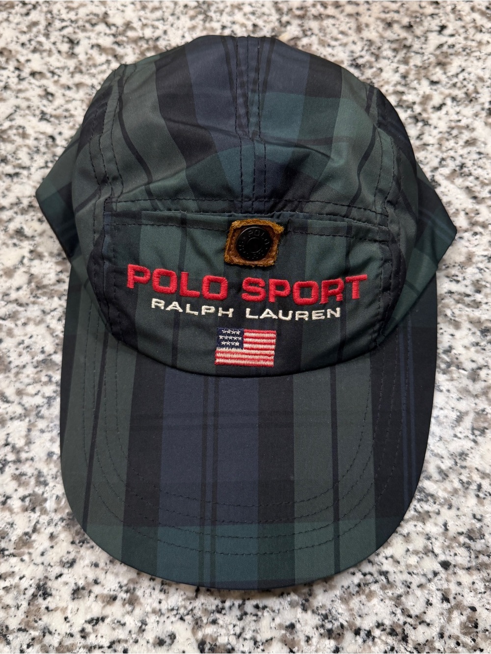 Vintage 90s plaid Polo Sport Ralph Lauren elastic embroidered adjustable hat